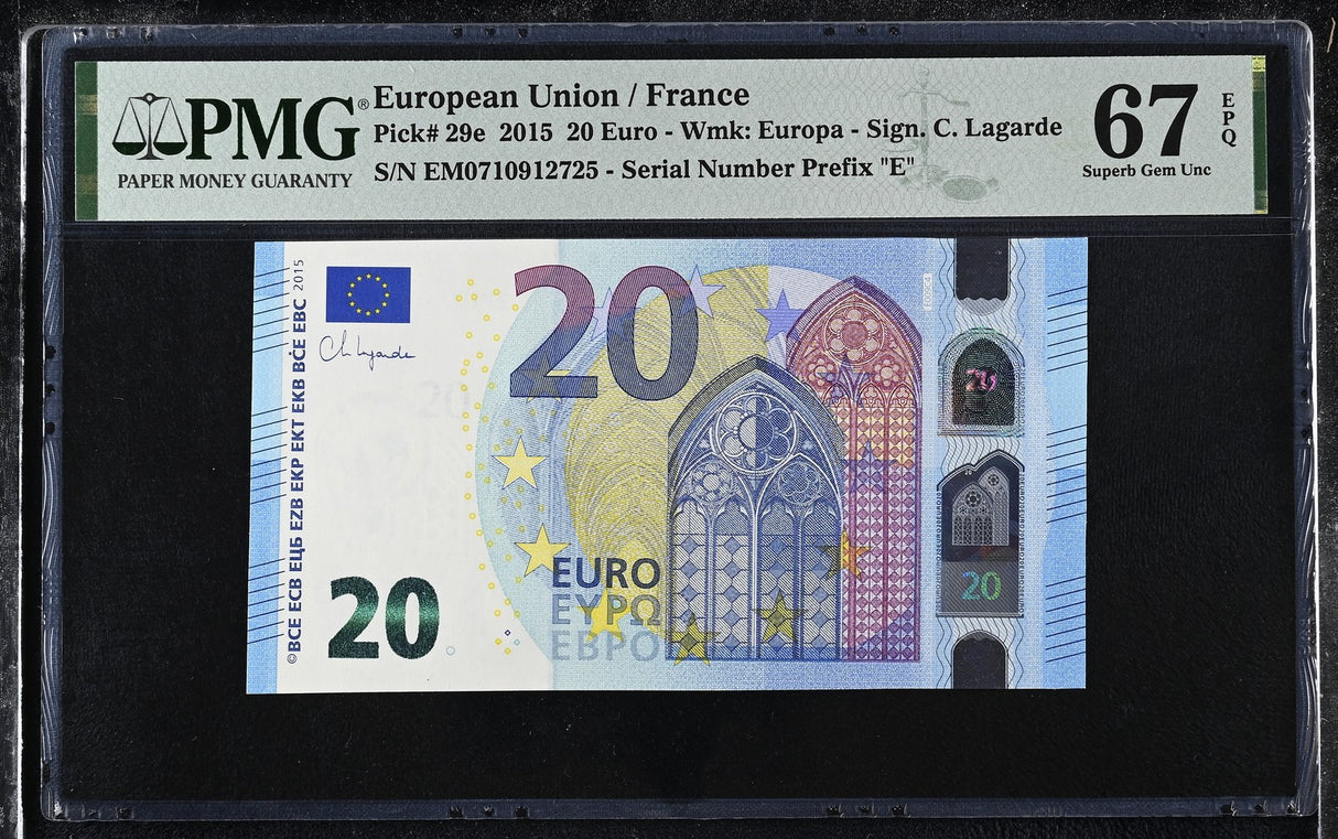 Euro 20 Euro France 2015 P 29 e Superb Gem UNC PMG 67 EPQ