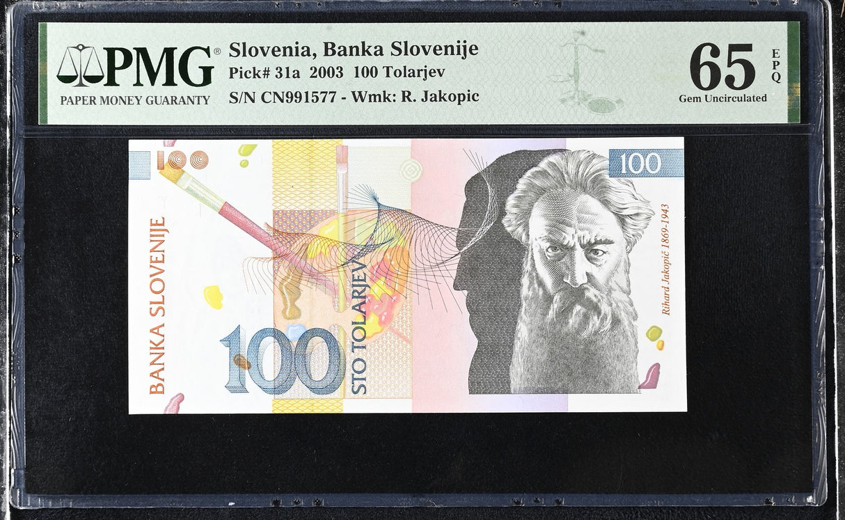 Slovenia 100 Tolarjev 2003 P 31 a Gem UNC PMG 65 EPQ