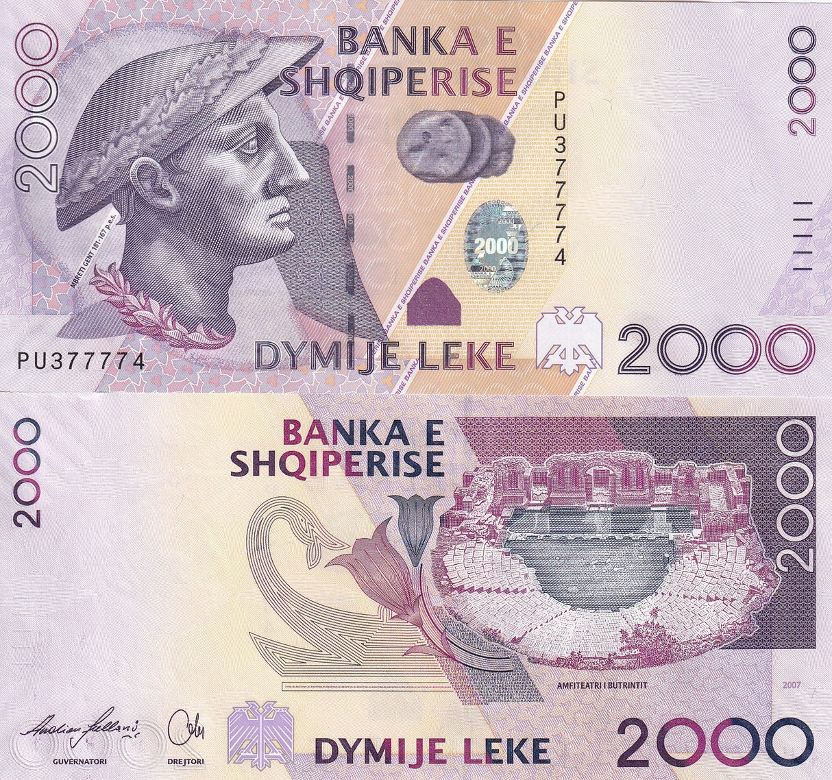Albania 2000 Leke 2007 P 74 a UNC ,Gentiana lutea , King Gent