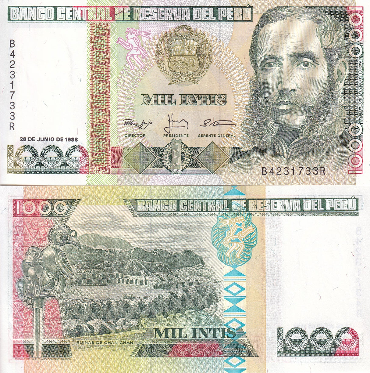 Peru 1000 Intis 1988 P 136 b UNC