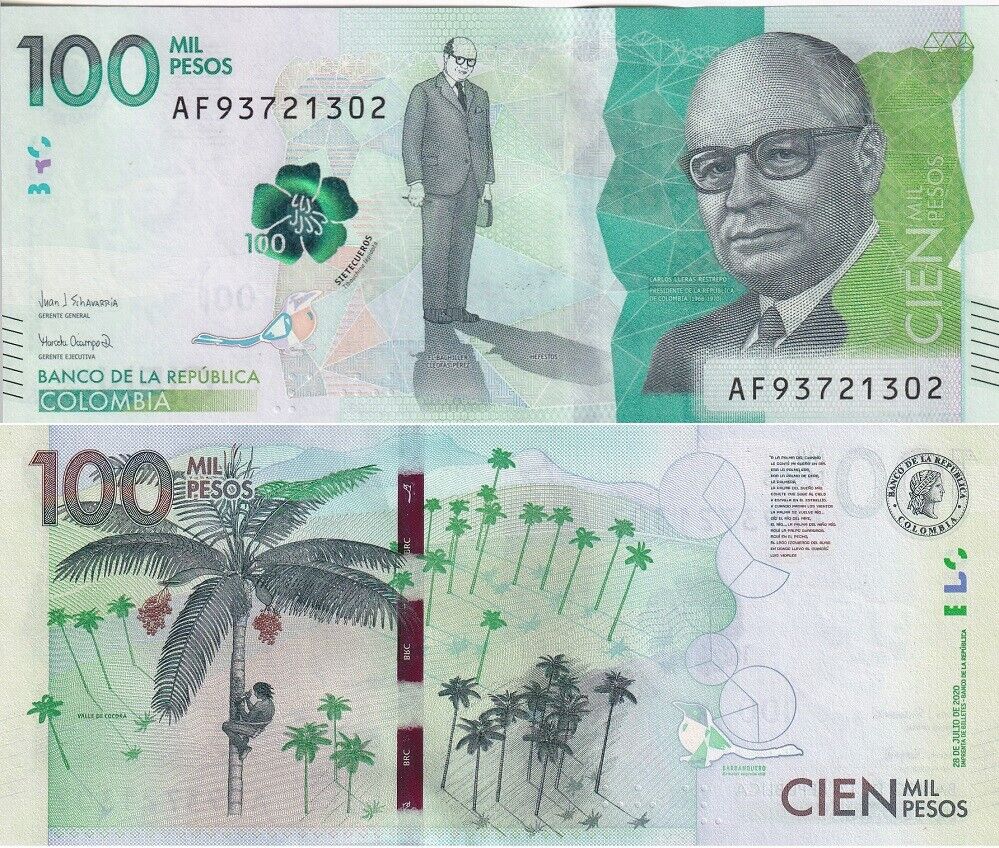 Colombia 100000 Pesos 2020 P 463 New Sign UNC