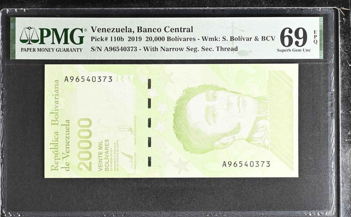 Venezuela 20000 Bolivares 2019 P 110 b Narrow Superb Gem UNC PMG 69 EPQ