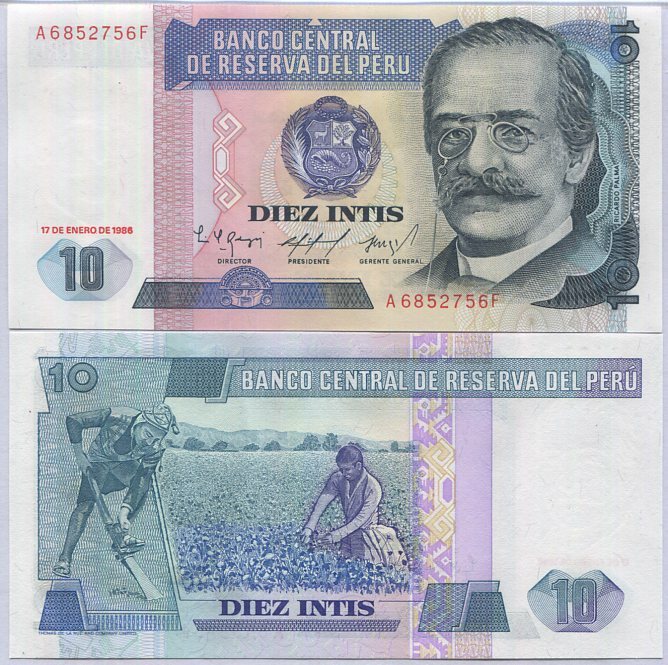 Peru 10 Soles 1986 P 128 UNC