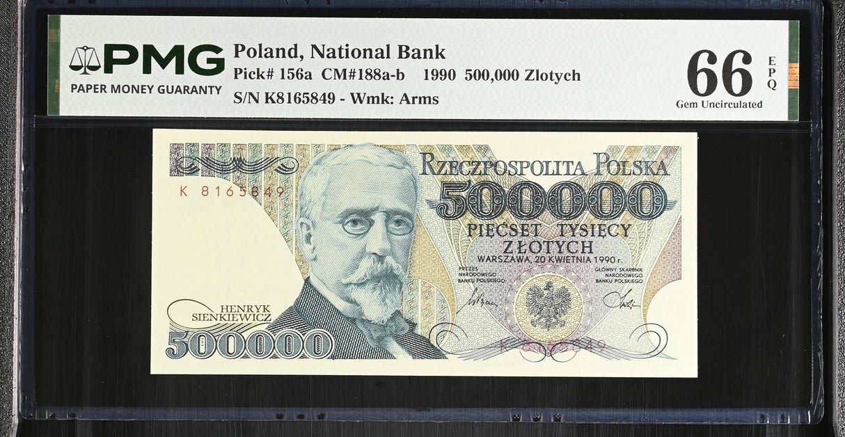 Poland 500000 Zlotych 1990 P 156 a Gem UNC PMG 66 EPQ