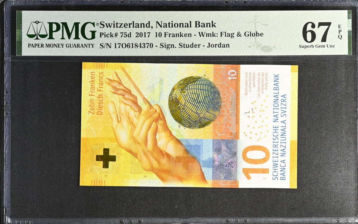 Switzerland 10 Franken 2017 P 75 d Superb Gem UNC PMG 67 EPQ