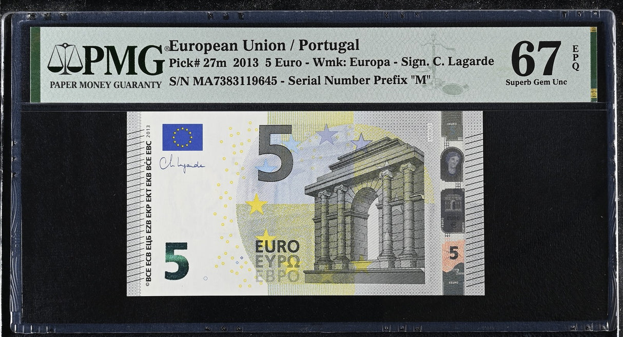 Euro 5 Euro Portugal 2013 P 27 m Superb Gem UNC PMG 67 EPQ