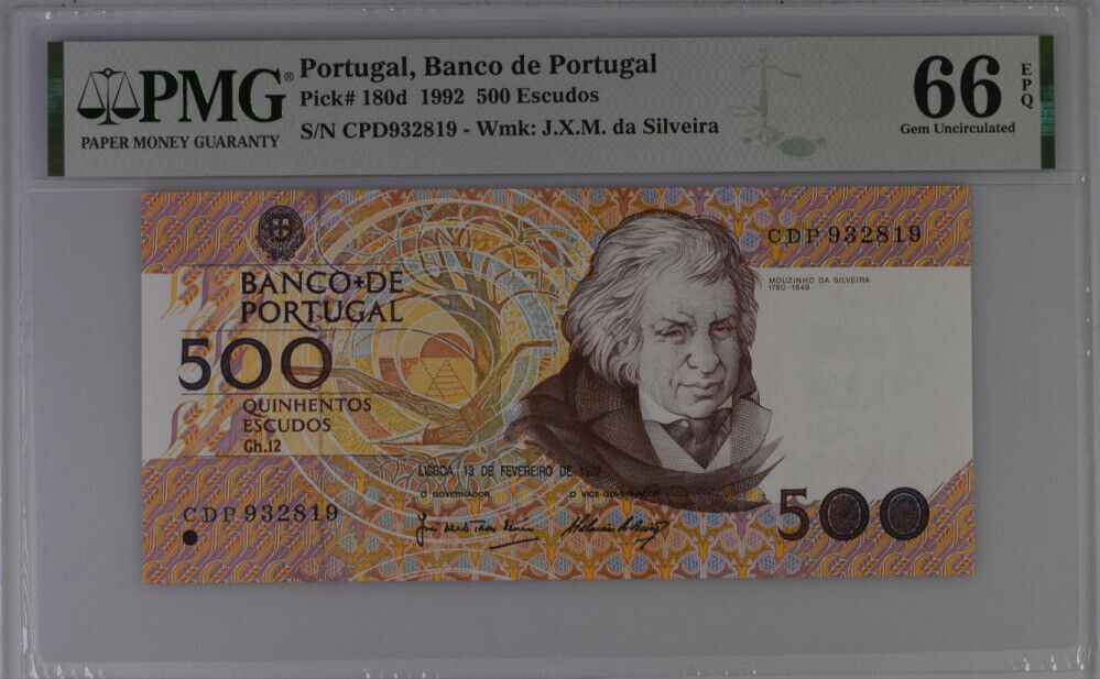 Portugal 500 Escudos 1992 P 180 d GEM UNC PMG 66 EPQ