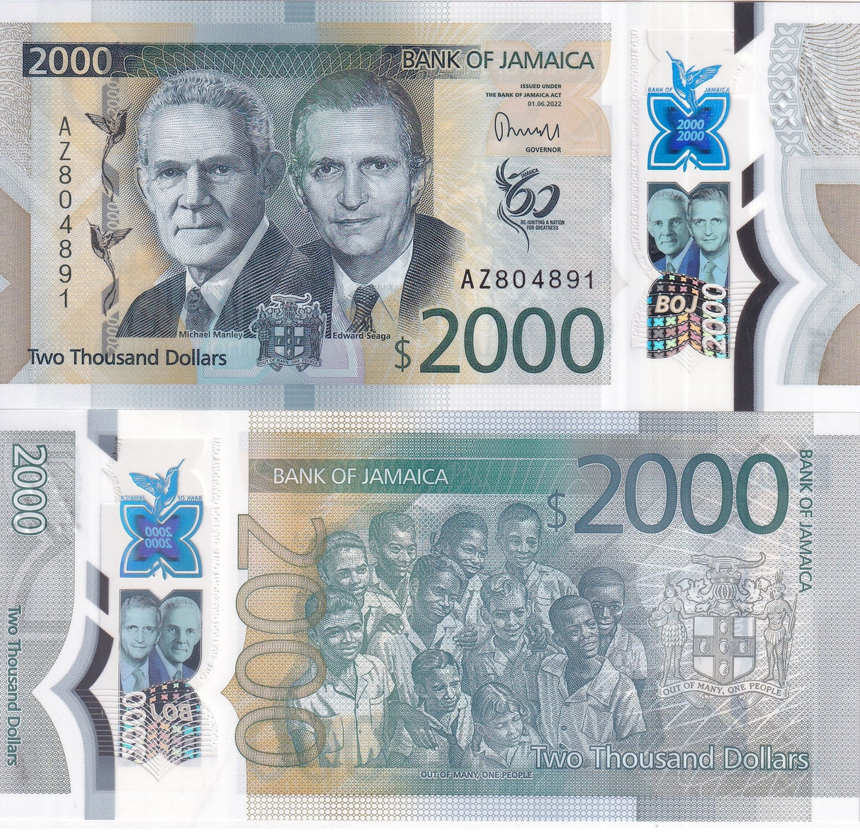 Jamaica SET 6 UNC 50 100 500 1000 2000 5000 Dollars 2022/2023 P 96 97- 101 UNC