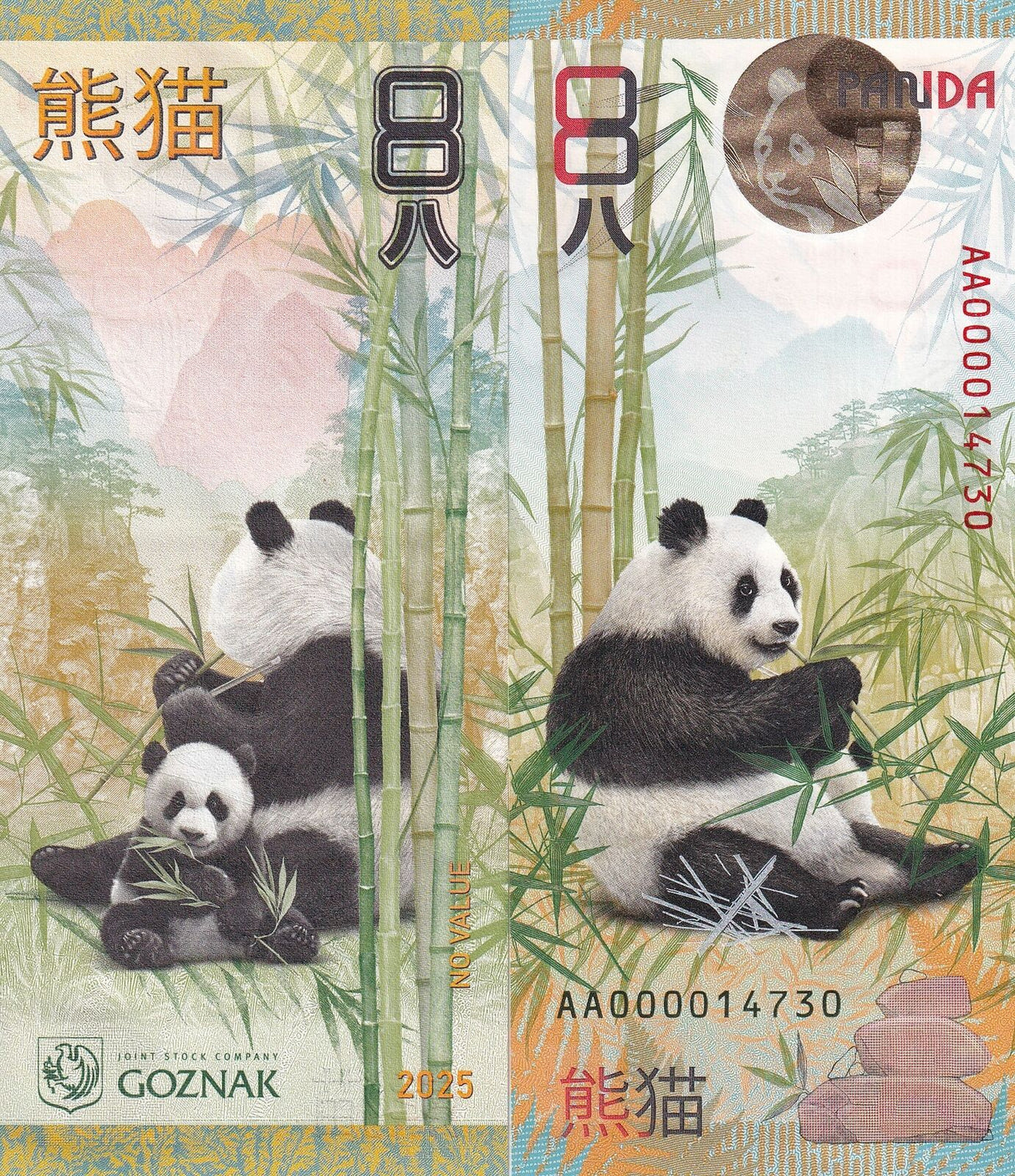 Test Note 8 Russia Goznak 2024 / 2025 Panda China