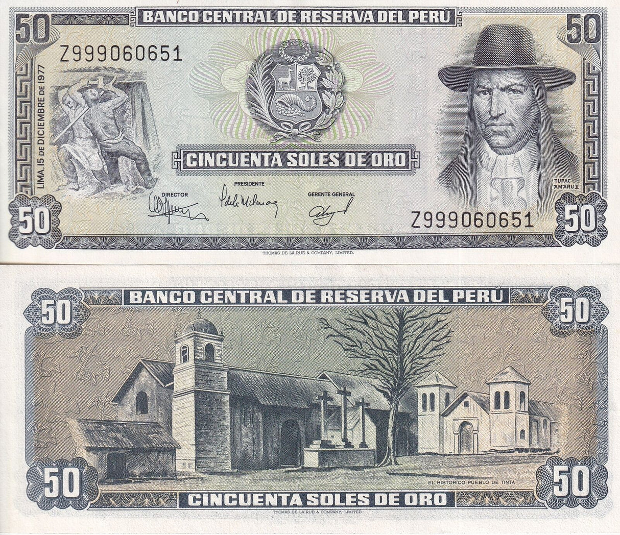 Peru 50 Soles De Oro 1977 P 113 *Replacement Z UNC