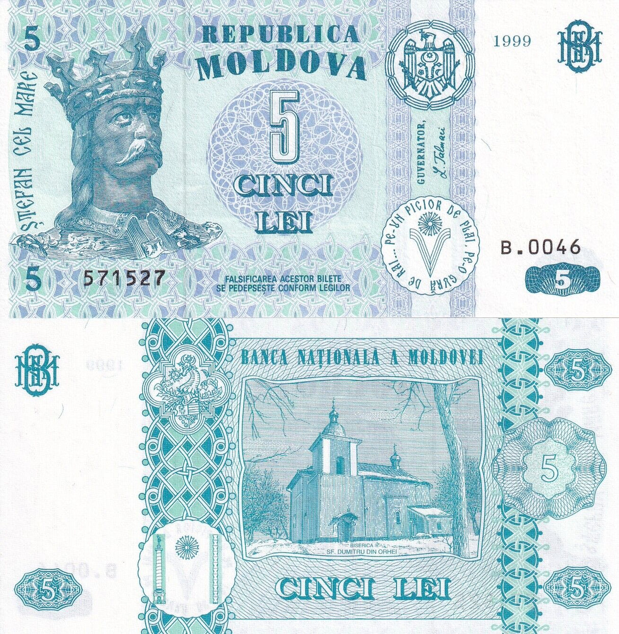 Moldova 5 Lei 1999 P 9 c UNC