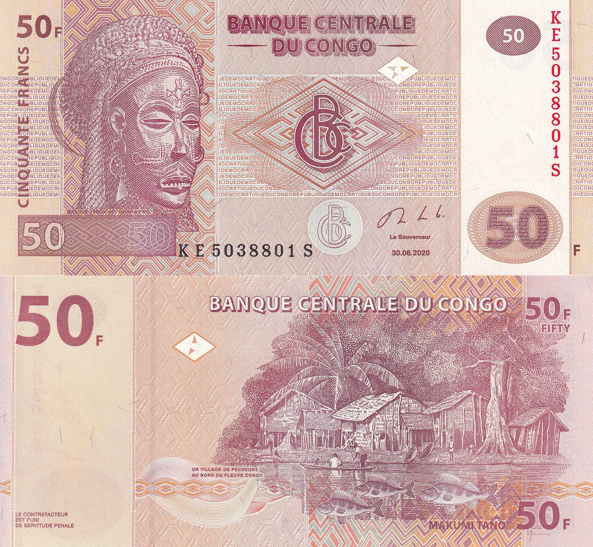Congo 50 Francs 2020 P 97 c UNC