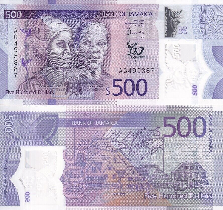 Jamaica SET 6 UNC 50 100 500 1000 2000 5000 Dollars 2022/2023 P 96 97- 101 UNC