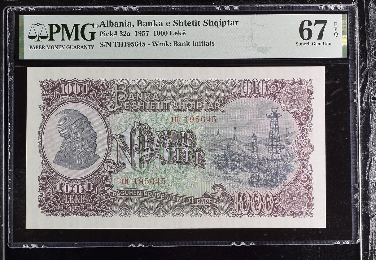 Albania 1000 Leke 1957 P 32 a Superb Gem UNC PMG 67 EPQ