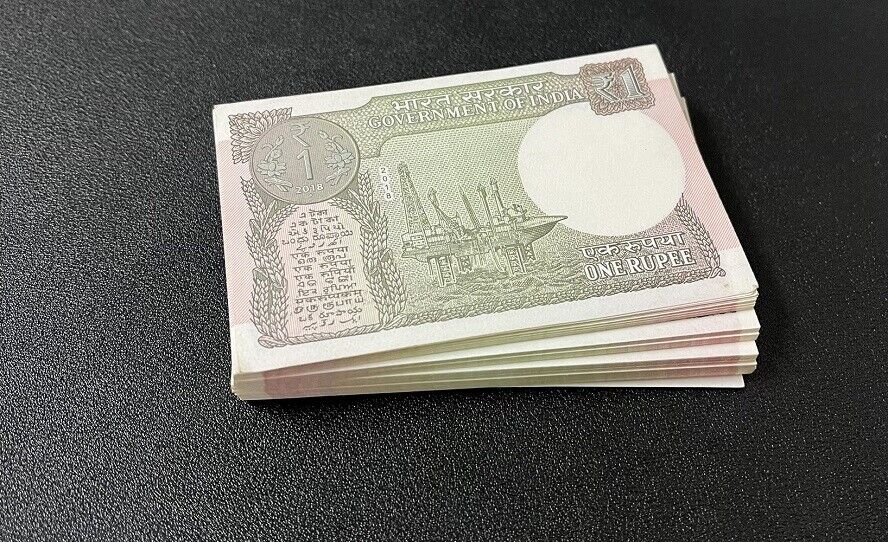 India 1 Rupee 2018 P 117 d UNC LOT 25 PCS 1/4 BUNDLE