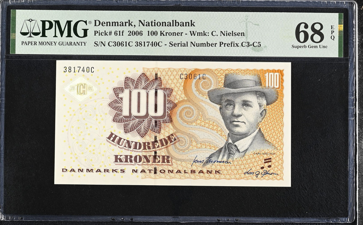 Denmark 100 Kroner 2006 P 61 f Superb Gem UNC PMG 68 EPQ TOP POP