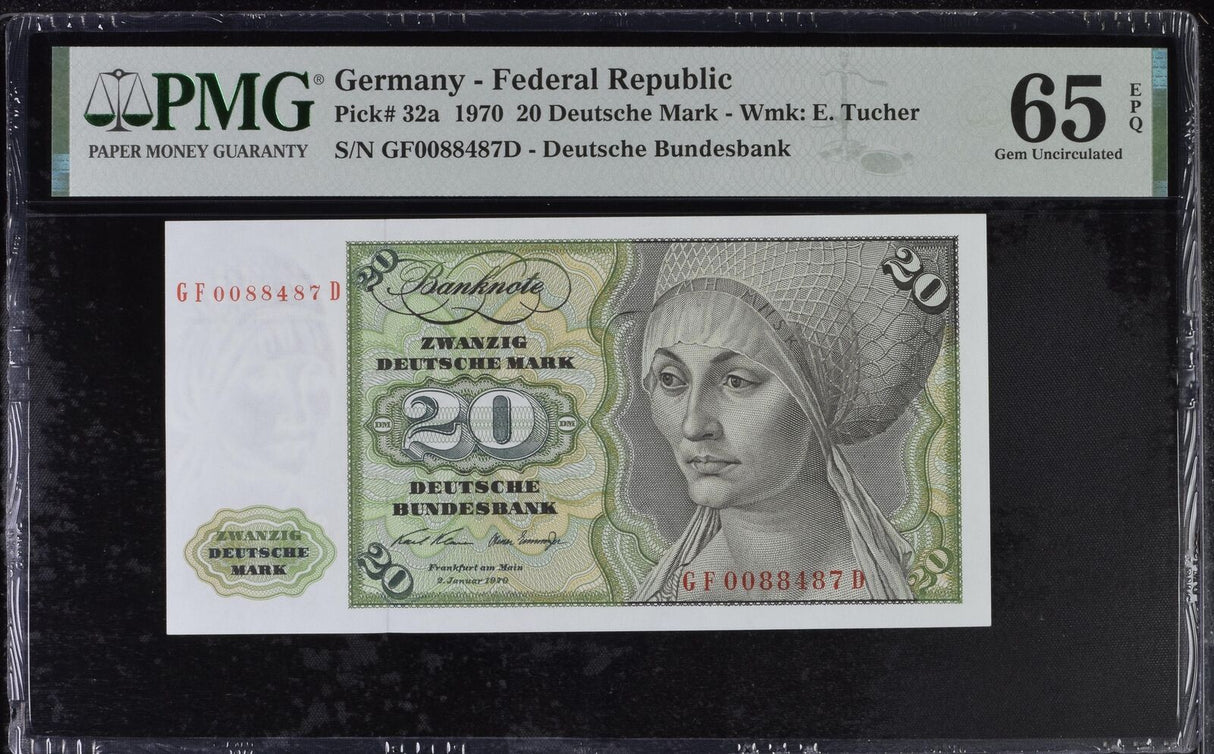 Germany 20 Deutsche Mark 1970 P 32 a GEM UNC PMG 65 EPQ