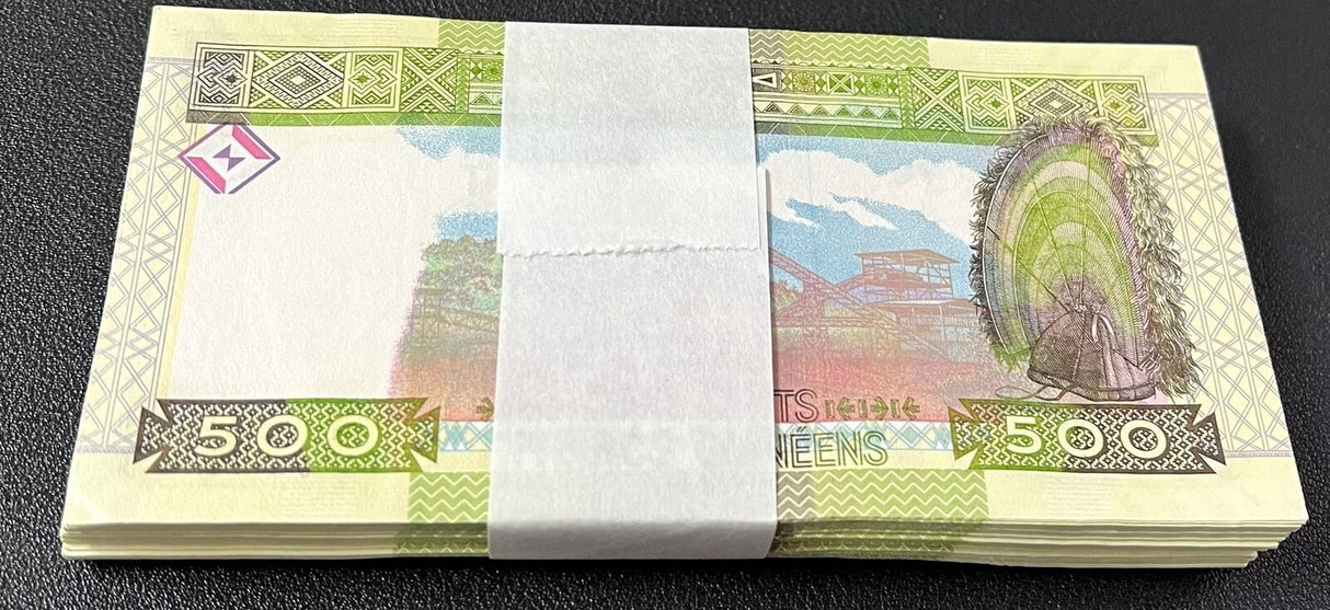 Guinea 500 Francs 2017 P 47 UNC LOT 100 PCS 1 Bundle