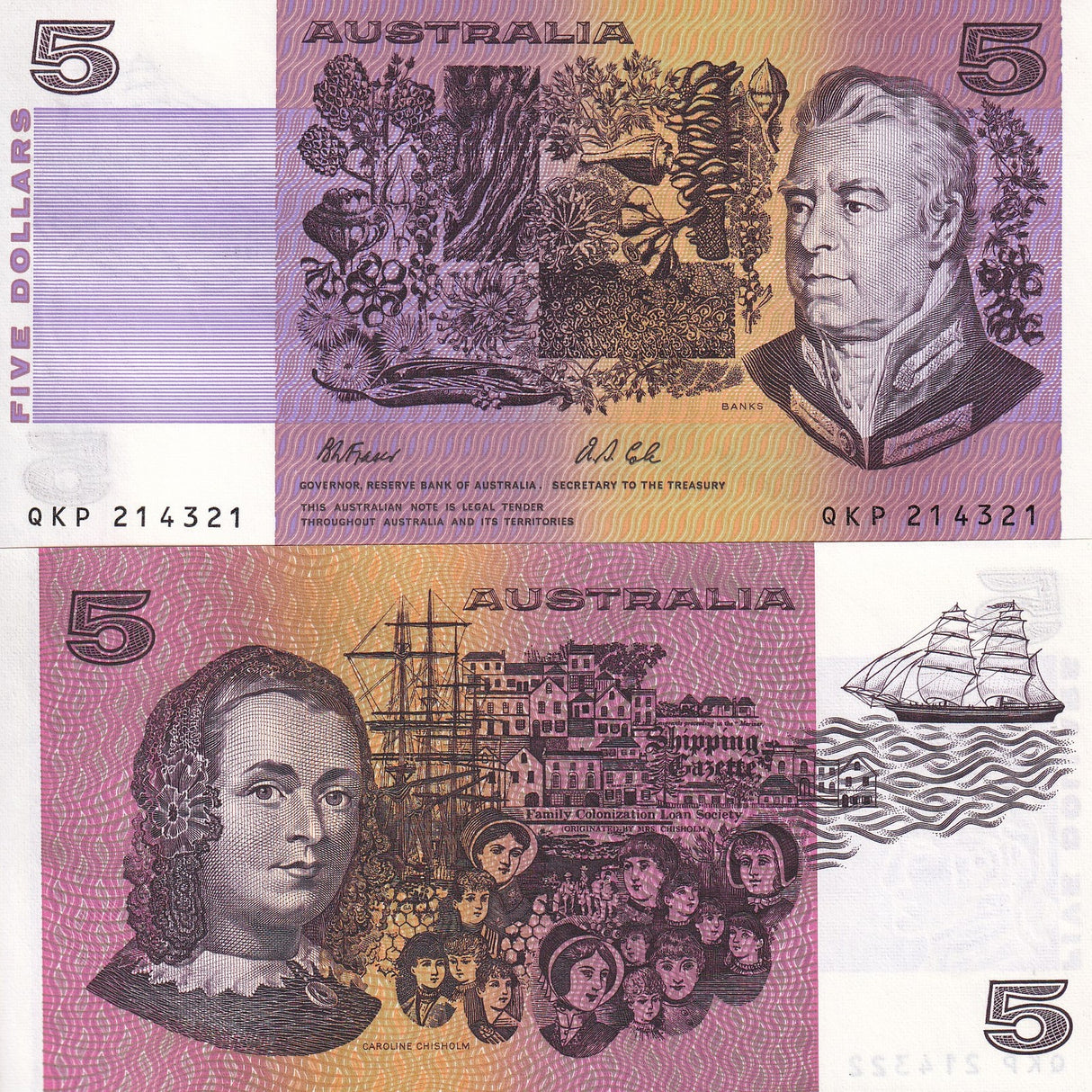Australia 5 Dollars ND 1974-1991 P 44 g UNC