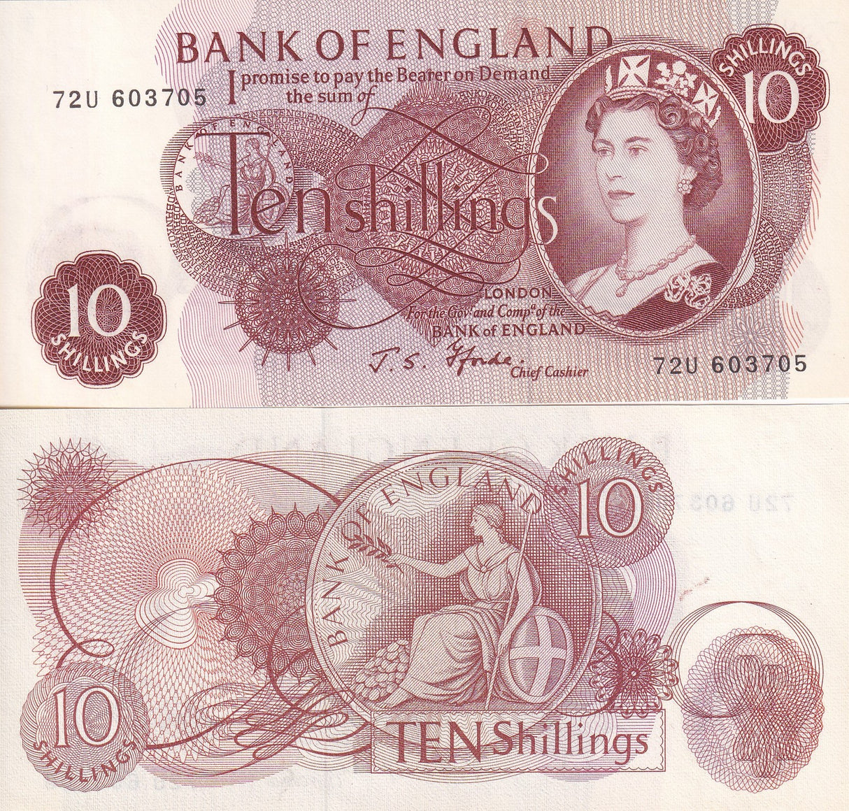 Great Britain 10 Shillings ND 1960-1970 P 373 c UNC