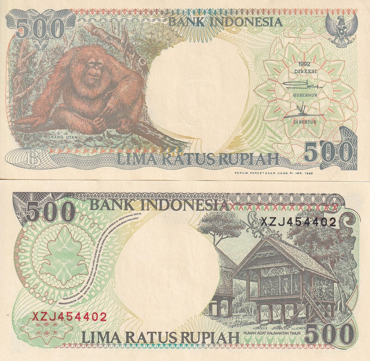 Indonesia 500 Rupiah 1992/Mixed Years P 128 Monkey Replacement X UNC