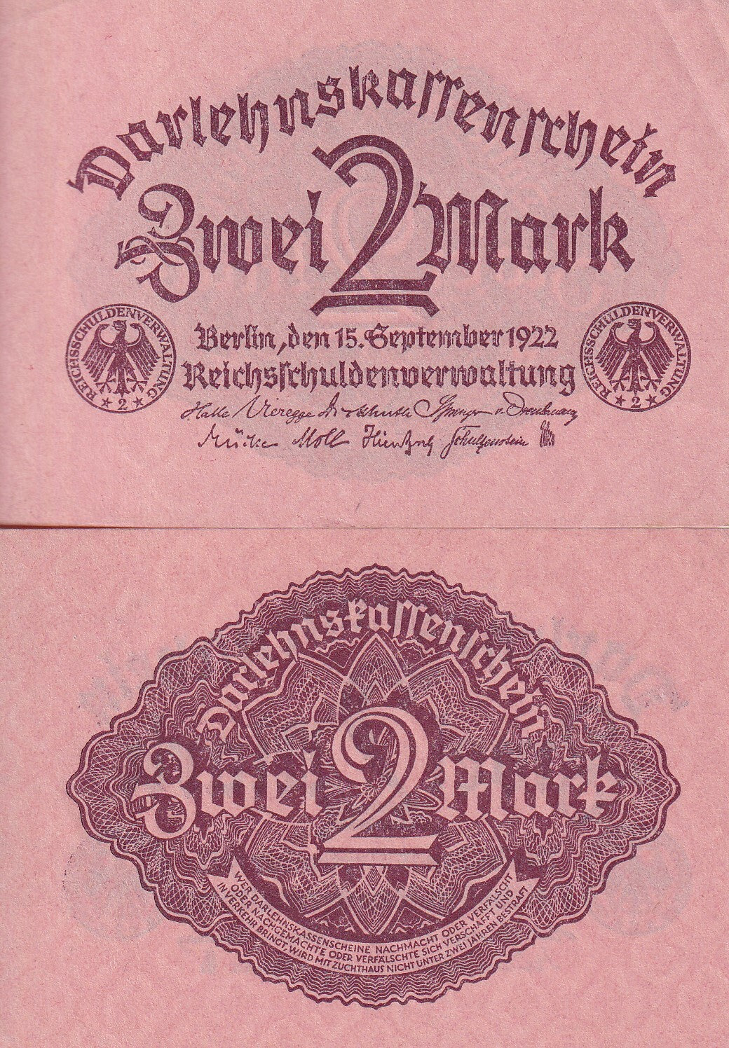 Germany 2 Mark 1922 P 62 AUnc