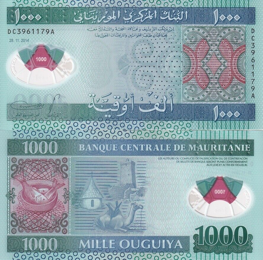 Mauritania 1000 Ouguiya 2014 P 19 Polymer UNC