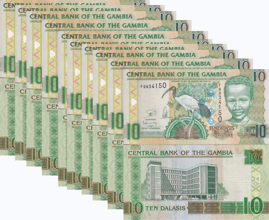 Gambia 10 Dalasis ND 2006 (2013) P 26 c UNC LOT 10 PCS