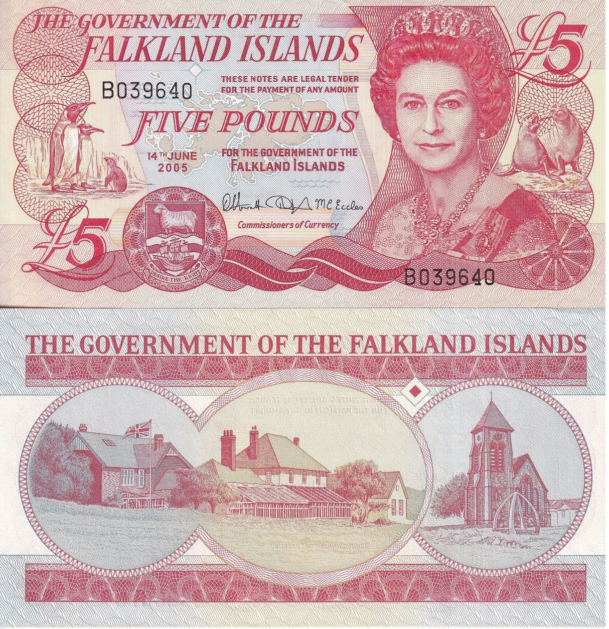 Falkland Islands 5 Pounds 2005 P 17 a UNC