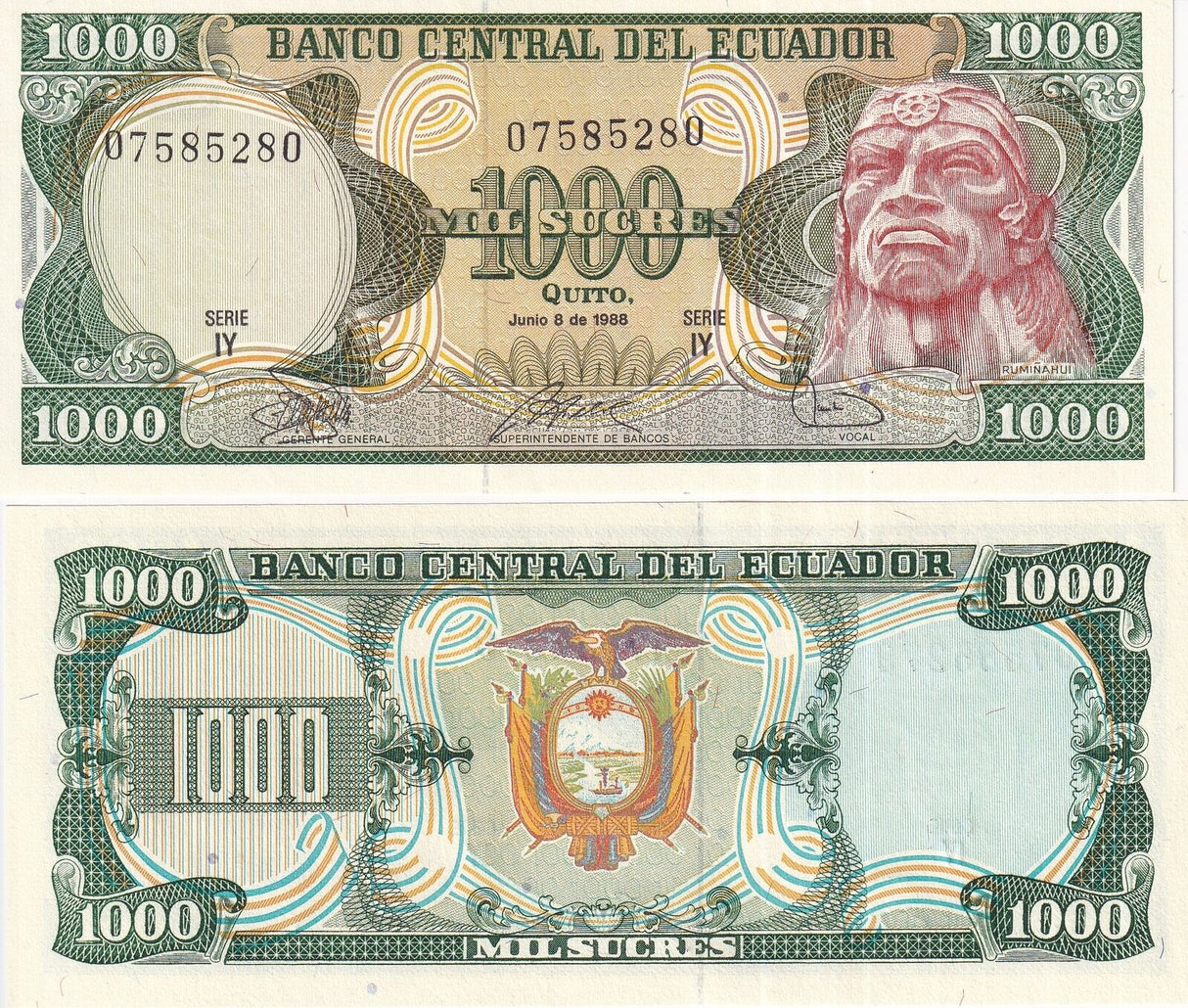 Ecuador 1000 Sucres 1984 Serie IY P 125 b UNC