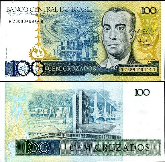 Brazil 100 Cruzados ND 1987 P 211 AUNC