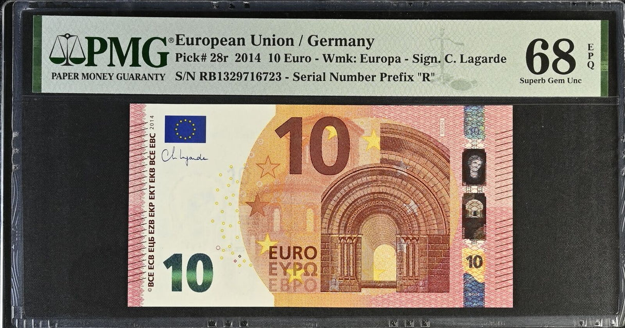 Euro 10 Euro Germany 2014 P 28 r Superb Gem UNC PMG 68 EPQ TOP POP