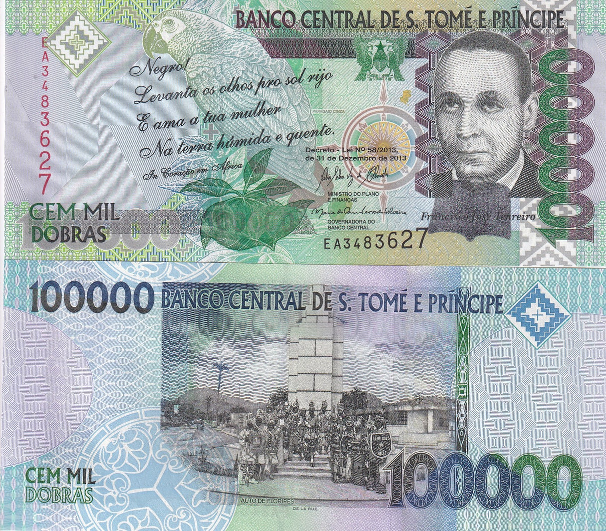 Saint Thomas & Prince 100000 Dobras 2013 P 69 c UNC