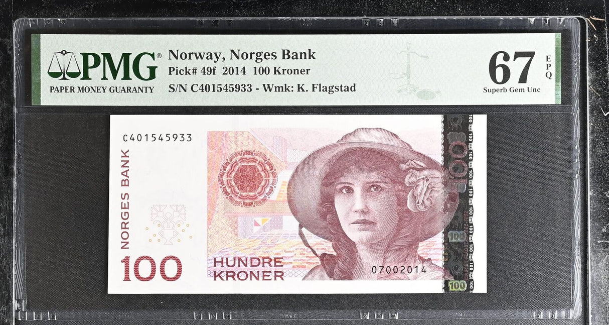 Norway 100 Kroner 2014 P 49 f Superb Gem UNC PMG 67 EPQ