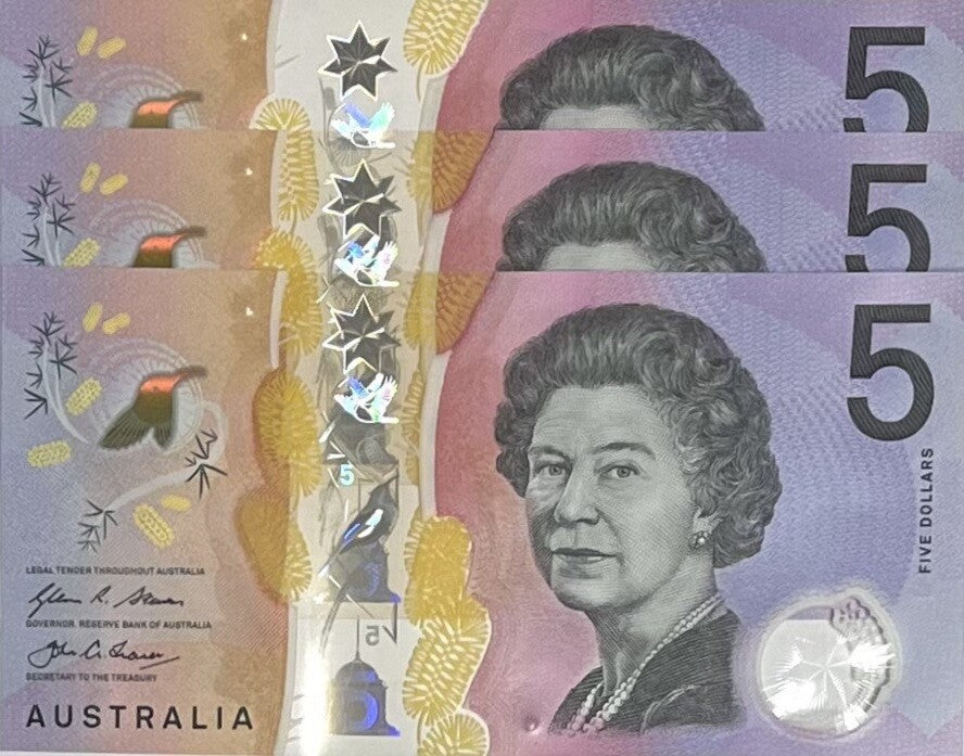 Australia 5 Dollars 2016 P 62 Polymer UNC LOT 3 PCS