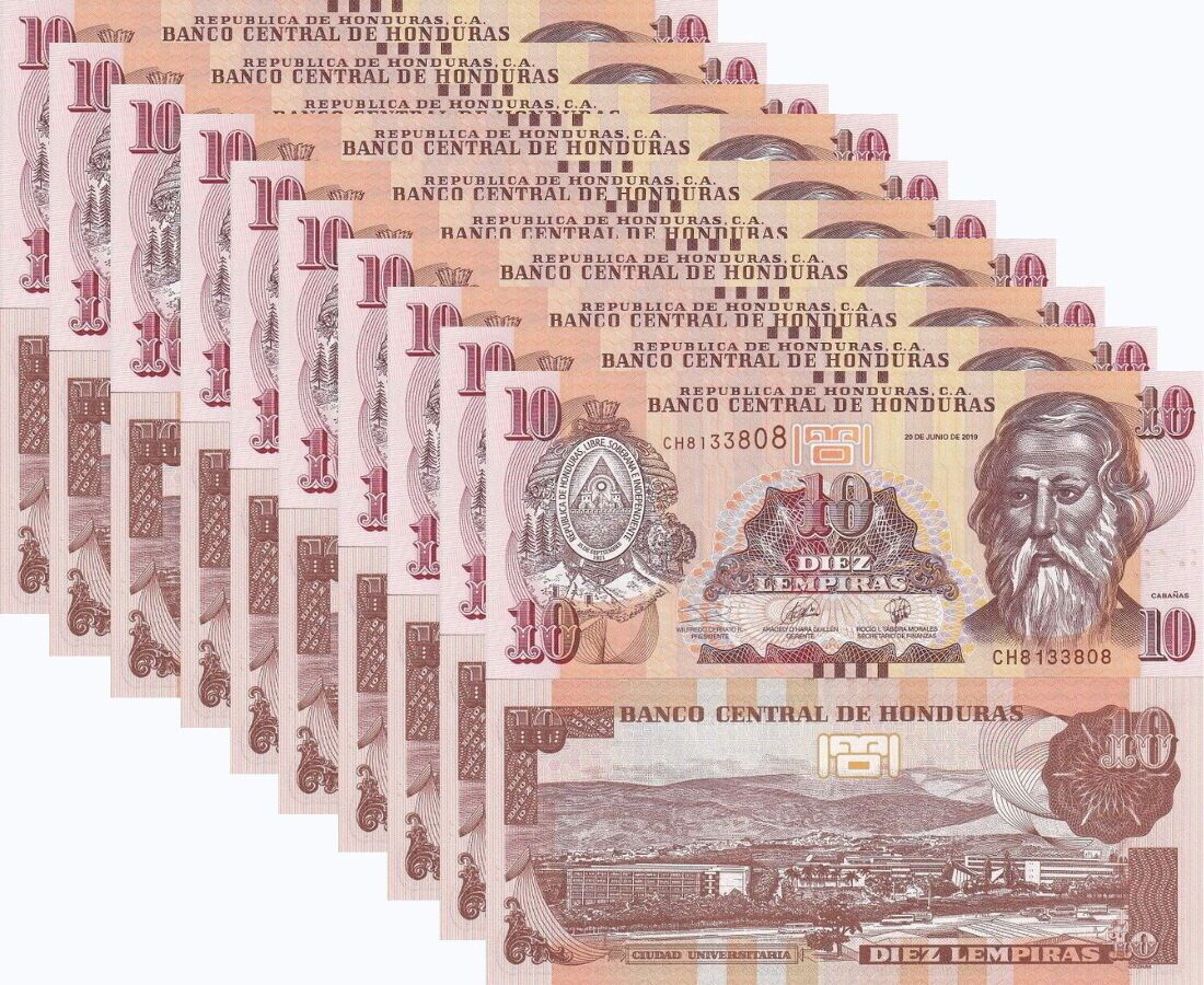 Honduras 10 Lempiras 2019 P 99 d UNC LOT 10 PCS