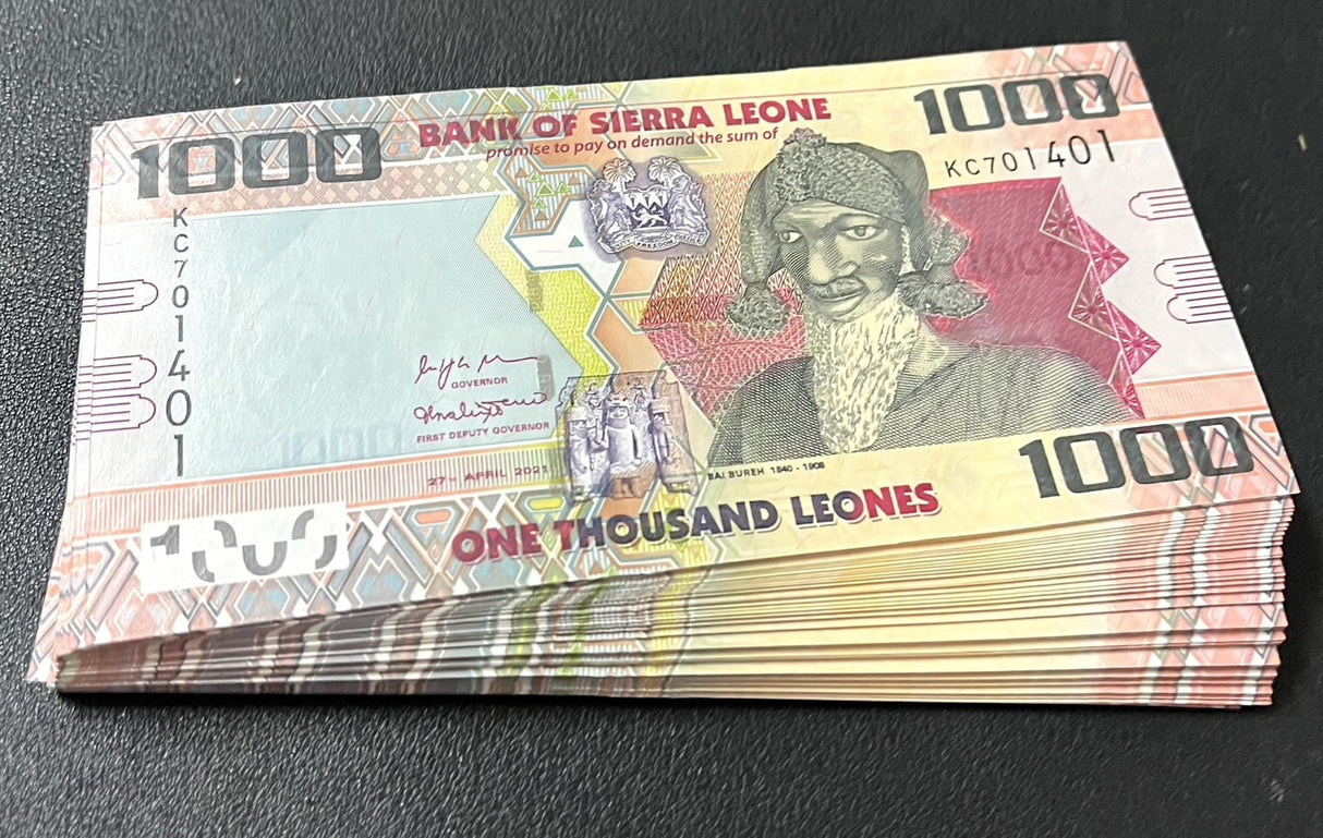 Sierra Leone 1000 Leones 2021 P 30 New Date UNC LOT 50 PCS