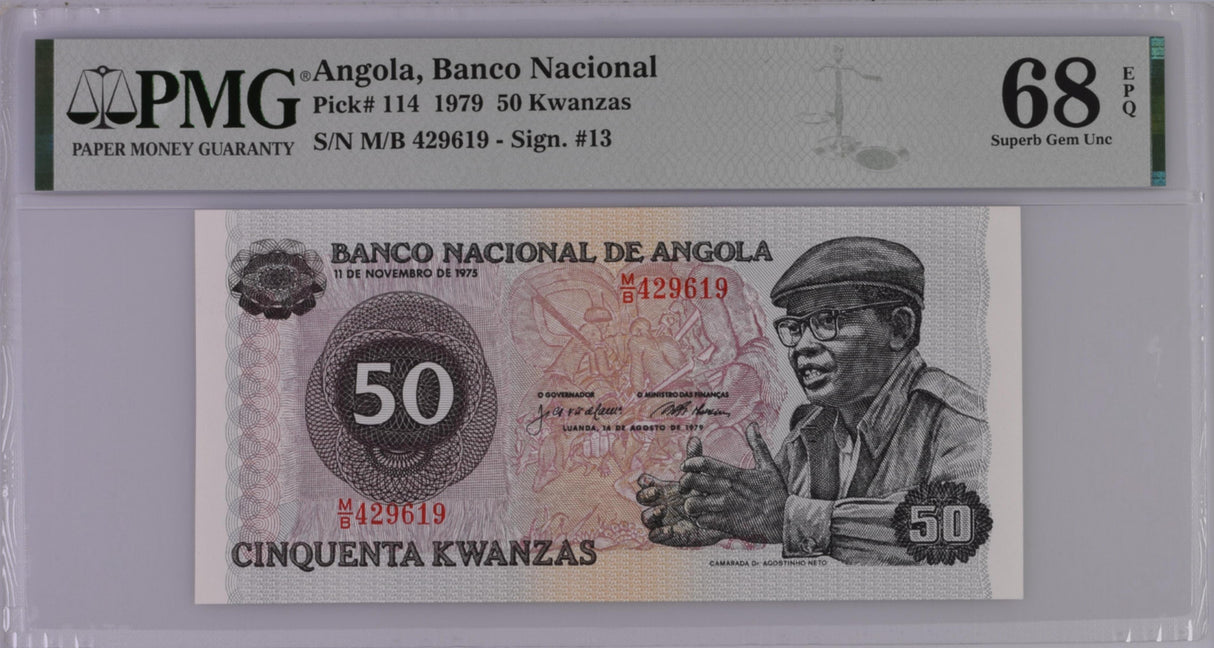 Angola 50 Kwanzas 1979 P 114 Superb Gem UNC PMG 68 EPQ Top Pop