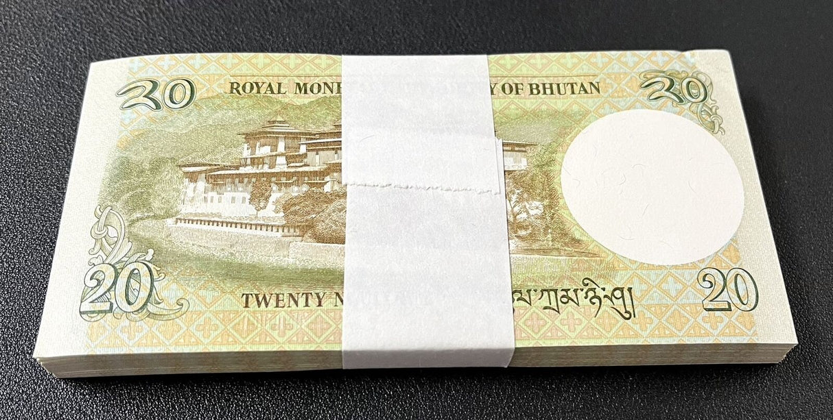 Bhutan 20 Ngultrum 2013 P 30 AUnc LOT 100 PCS 1 BUNDLE