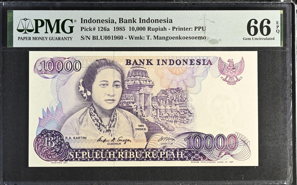 Indonesia 10000 Rupiah 1985 P 126 a Gem UNC PMG 66 EPQ