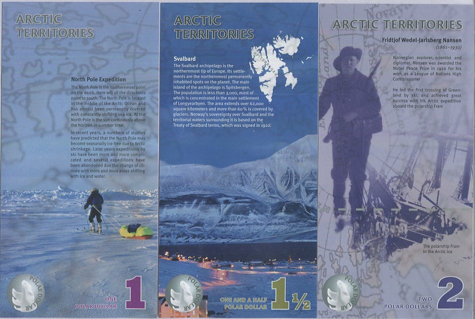 Arctic Territories SET 3 PCS 1 1.5 2 Dollars 2012-2014 POLYMER FANTASY