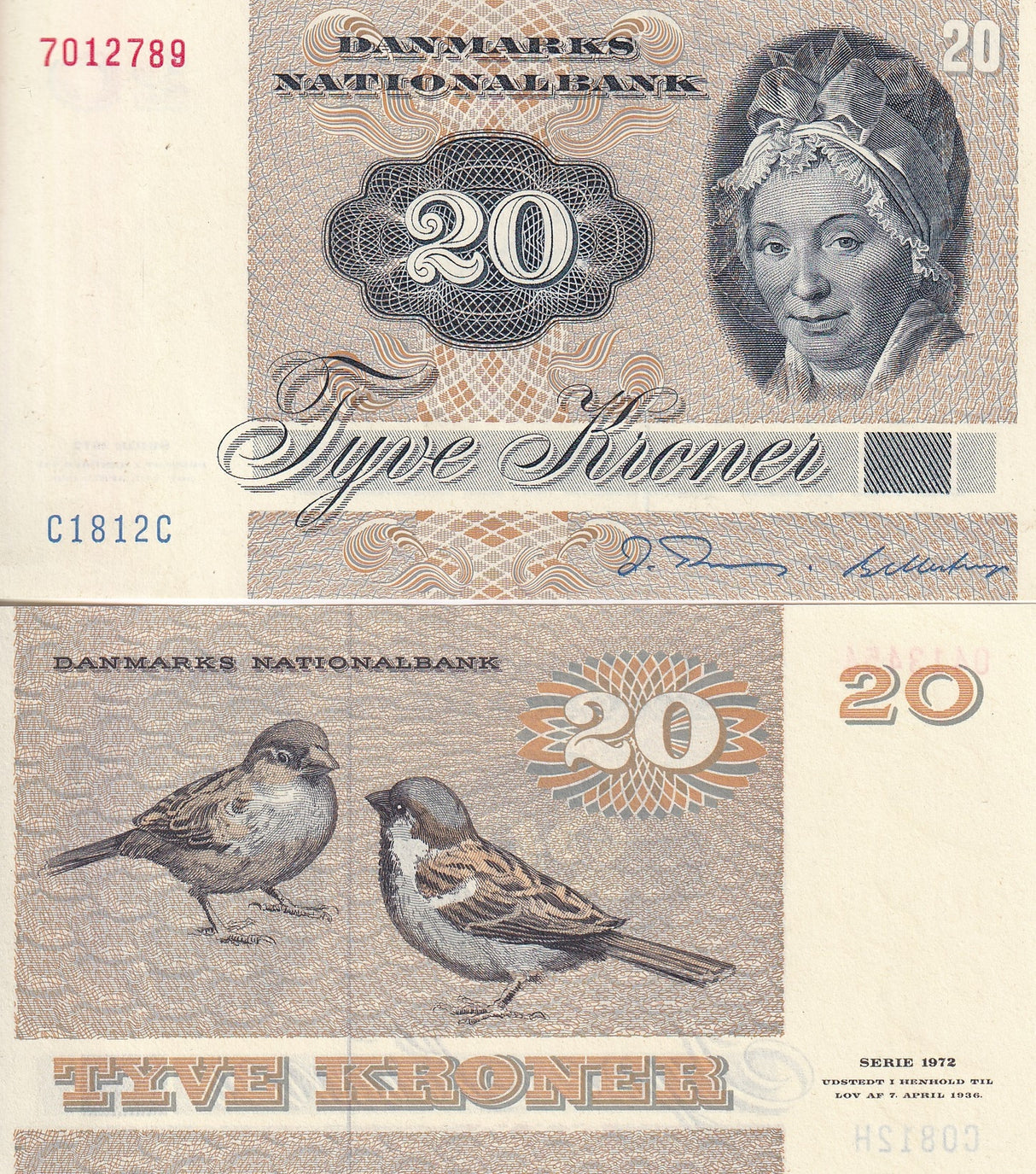 Denmark 20 Kroner 1981 Random Signature P 49 UNC