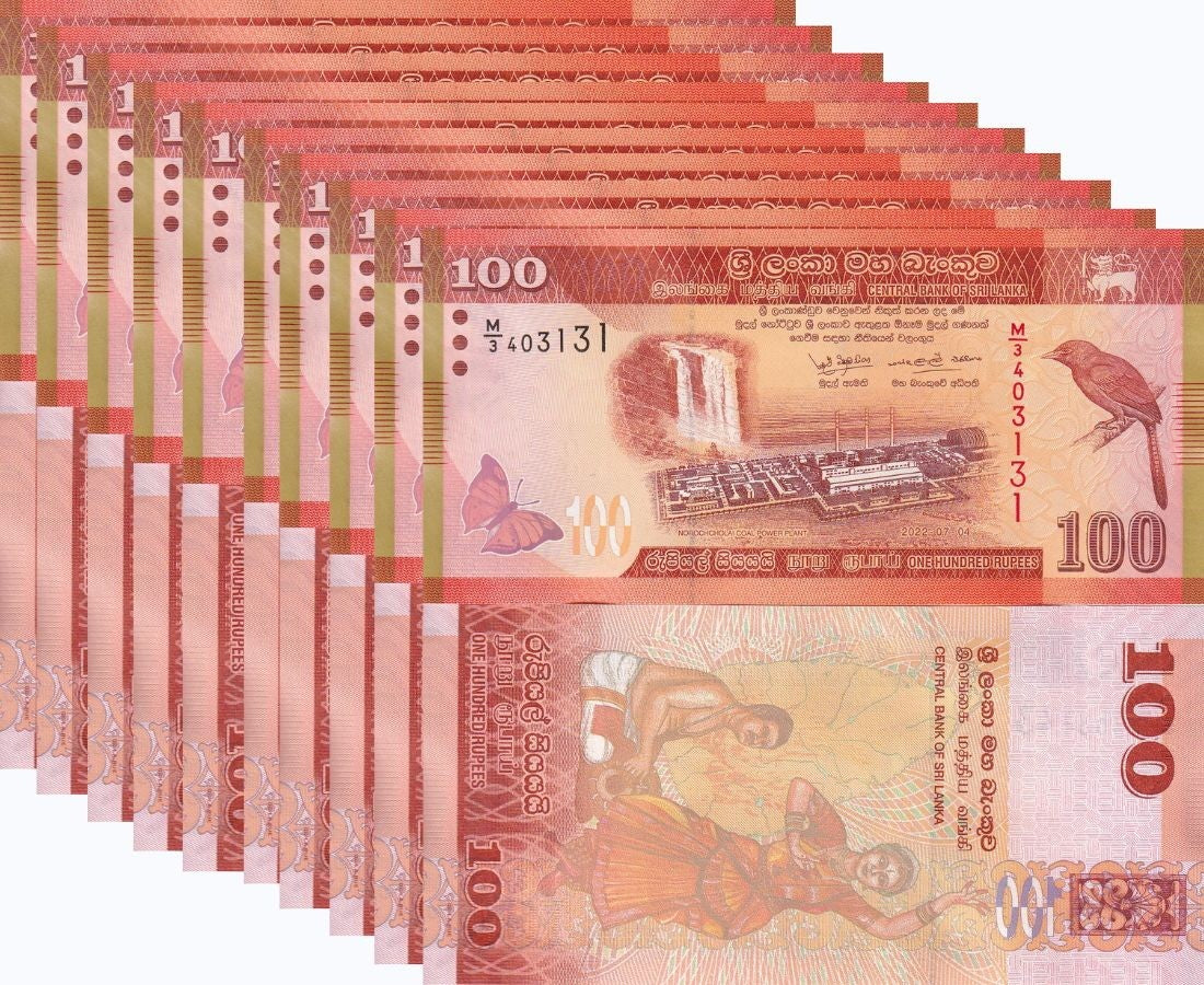 Sri Lanka 100 Rupees 2022 P 125 NEW Date & Sign UNC LOT 10 PCS