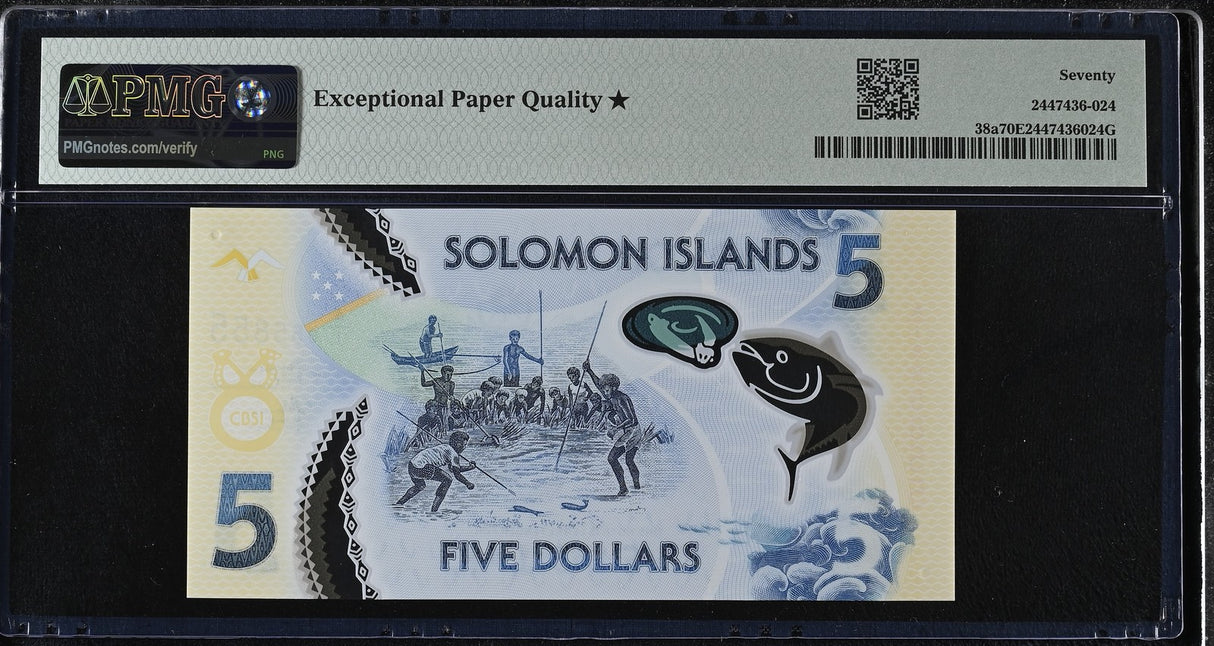Solomon Islands 5 Dollars 2019 P 38 REPEATER A1 855855 Superb Gem UNC PMG 70 EPQ
