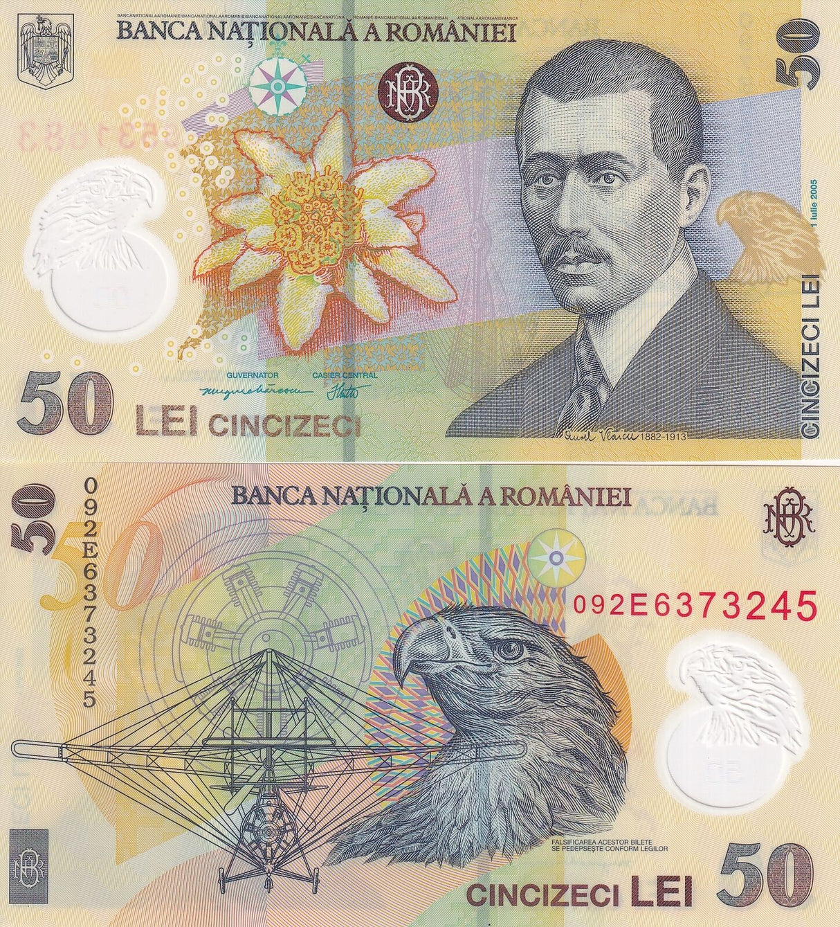 Romania 50 Lei 2005/2009 P 120 e Polymer UNC