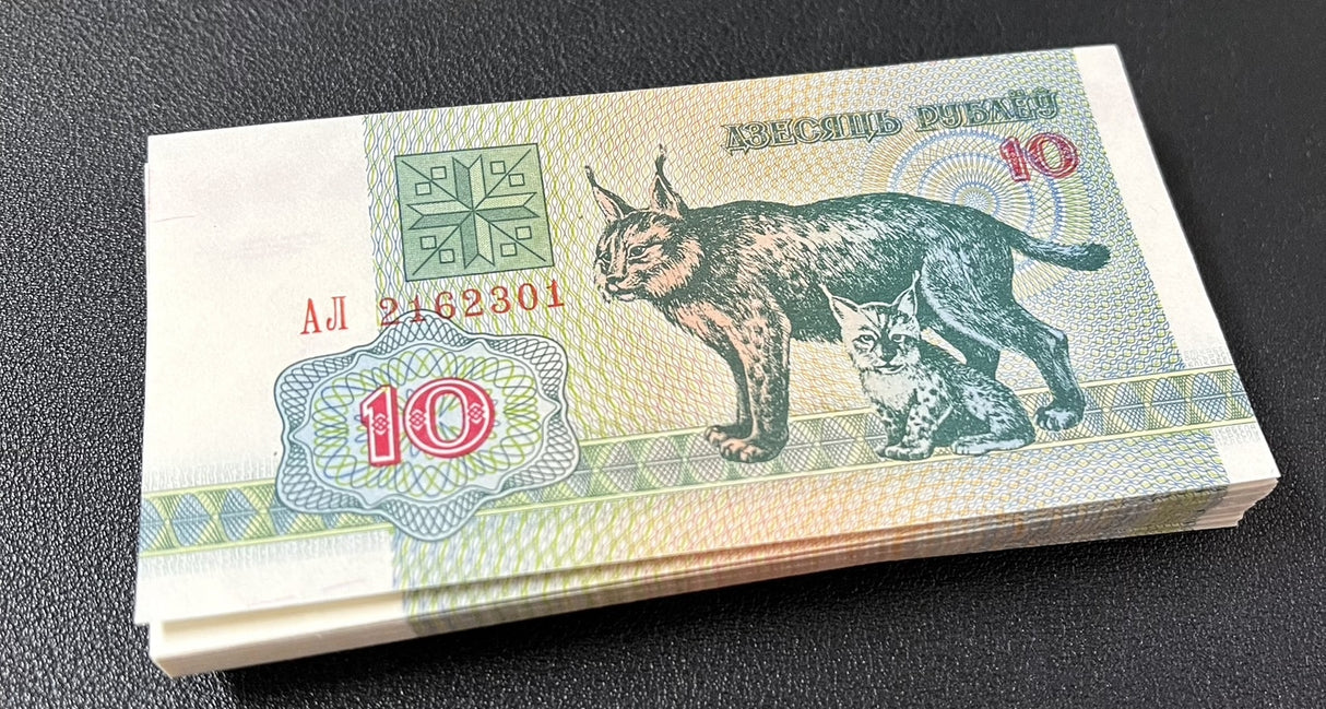 Belarus 10 Rublei 1992 P 5 UNC LOT 100 Pcs 1 Bundle