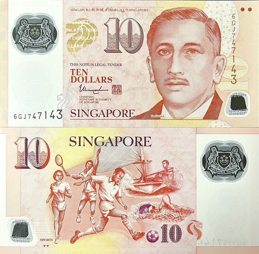 Singapore 10 Dollars Polymer ND 2020 Two Inverted Triangles P 48 UNC