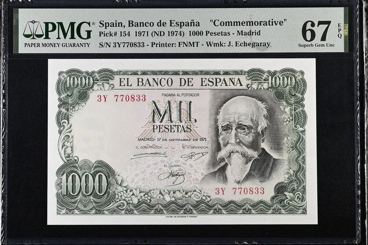 Spain 1000 Pesetas 1971 ND 1974 P 154 Commemorative Superb Gem UNC PMG 67 EPQ