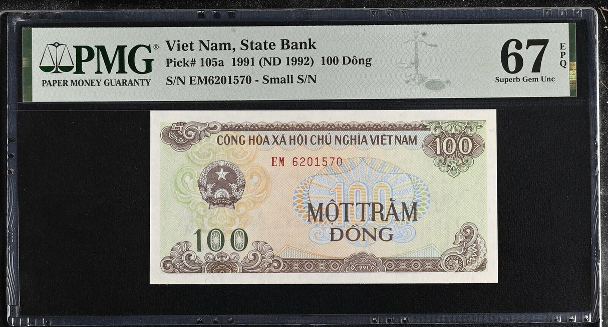 Vietnam 100 Dong 1991 ND 1992 P 105 a Superb Gem UNC PMG 67 EPQ