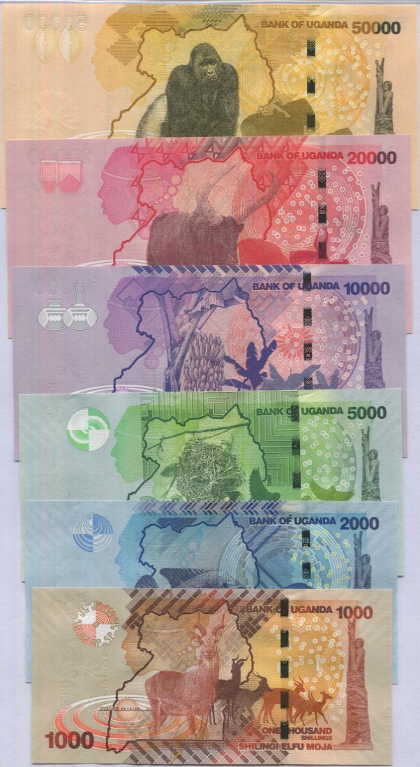 Uganda Set 6 UNC 1000 2000-50000 Shillings Random Date P 49 50 51 52 53 54